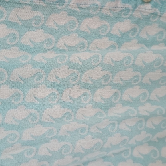 Talbots Seahorse Print Button Down Long Sleeve Blouse 100 Cotton Size X - Picture 6 of 8